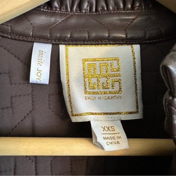 Emily McCarthy XXS Brown FX Leather Puff Sleeve Dress Matrix Steampunk Wet Look - Picture 8 of 16